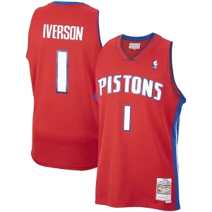 Amazing Allen Iverson Detroit Pistons 2008/09 Hardwood Classics Swingman Jersey Red