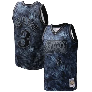 Amazing Allen Iverson Philadelphia 76ers Hardwood Classics 1997/98 Tie Dye Swingman Jersey Black