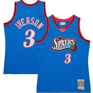 Amazing Allen Iverson Philadelphia 76ers Hardwood Classics 1997/98 Tropical Swingman Jersey Royal
