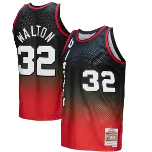Amazing Bill Walton Portland Trail Blazers 1976/77 Hardwood Classics Fadeaway Swingman Player Jersey Red/Black