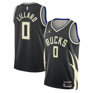 Amazing Damian Lillard Milwaukee Bucks Jordan Brand Unisex Swingman Player Jersey Statement Edition Black