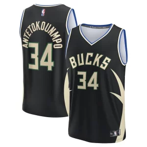 Amazing Giannis Antetokounmpo Milwaukee Bucks Fast Break Replica Player Jersey Statement Edition Black
