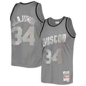 Amazing Hakeem Olajuwon Houston Rockets Hardwood Classics Retired Player 1993/94 Metal Works Swingman Jersey Charcoal