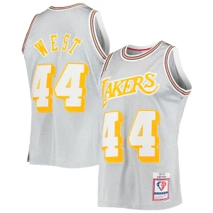Amazing Jerry West Los Angeles Lakers 75th Anniversary 1971/72 Hardwood Classics Swingman Jersey Silver