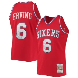 Amazing Julius Erving Philadelphia 76ers 1982/83 Hardwood Classics NBA 75th Anniversary Diamond Swingman Jersey Red