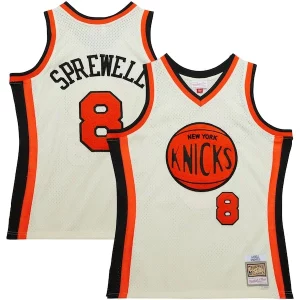 Amazing Latrell Sprewell New York Knicks Chainstitch Swingman Jersey Cream