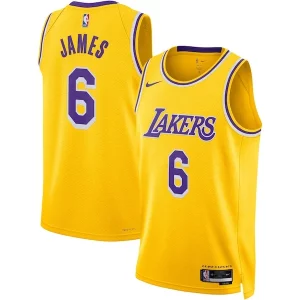 Amazing LeBron James Los Angeles Lakers Nike Unisex Swingman Jersey Icon Edition Gold