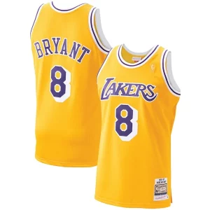 Amazing Men's Los Angeles Lakers Kobe Bryant Gold 1996 97 Hardwood Classics Authentic Player Jersey