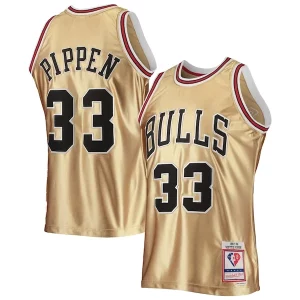 Amazing Scottie Pippen Chicago Bulls 75th Anniversary 1997/98 Hardwood Classics Swingman Jersey Gold