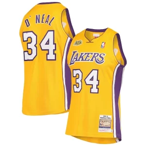 Amazing Shaquille O'Neal Los Angeles Lakers 2000 NBA Finals Hardwood Classics Authentic Jersey Gold