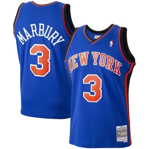 Amazing Stephon Marbury New York Knicks Hardwood Classics Swingman Jersey Blue