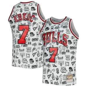 Amazing Toni Kukoc Chicago Bulls 1997/98 Hardwood Classics Doodle Swingman Jersey White