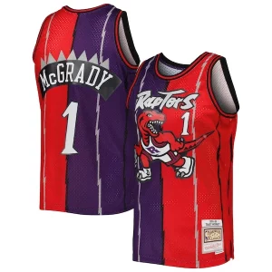 Amazing Tracy McGrady Toronto Raptors Hardwood Classics 1998/99 Split Swingman Jersey Purple/Red