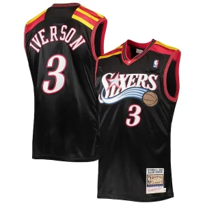Chic Allen Iverson Philadelphia 76ers 2006 Hardwood Classics Authentic Jersey Black/Red/White