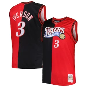Chic Allen Iverson Philadelphia 76ers Big & Tall Hardwood Classics 2000/01 Split Swingman Jersey Black/Red