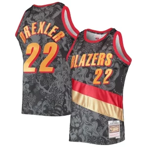 Chic Clyde Drexler Portland Trail Blazers Hardwood Classics 1991/92 Lunar New Year Swingman Jersey Black