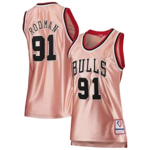 Chic Dennis Rodman Chicago Bulls Women's 75th Anniversary Rose Gold 1997 Swingman Jersey Pink