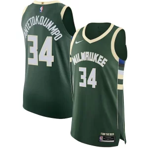 Chic Giannis Antetokounmpo Milwaukee Bucks Nike Authentic Jersey Association Edition Hunter Green