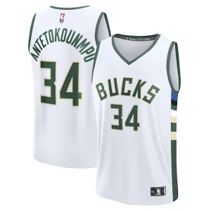 Stunning Giannis Antetokounmpo Milwaukee Bucks Fast Break Replica Player Jersey Association Edition White