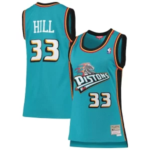 Chic Grant Hill Detroit Pistons Women's 1998/99 Hardwood Classics Swingman Jersey Teal