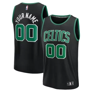Chic Boston Celtics Youth Custom Fast Break Jersey Black Statement Edition/Kelly Green/White