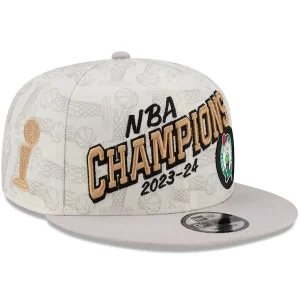 Cool Boston Celtics New Era 2024 NBA Finals Champions Locker Room 9FIFTY Snapback Hat Cream