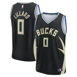 Cool Damian Lillard Milwaukee Bucks Youth Fast Break Replica Player Jersey Statement Edition Black