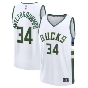 Cool Giannis Antetokounmpo Milwaukee Bucks Fast Break Replica Player Jersey Association Edition White