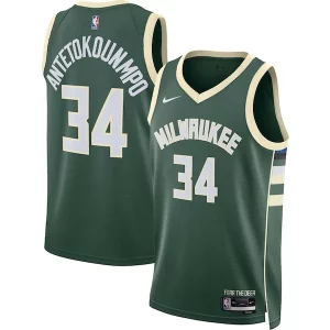 Cool Giannis Antetokounmpo Milwaukee Bucks Nike Unisex Swingman Jersey Icon Edition Hunter Green/White