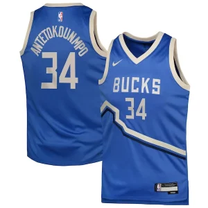 Cool Giannis Antetokounmpo Milwaukee Bucks Nike Youth 2024/25 Swingman Player Jersey City Edition Royal
