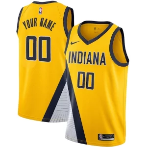 Cool Indiana Pacers Nike 2019/20 Custom Swingman Jersey Yellow Statement Edition