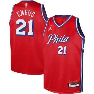 Cool Joel Embiid Philadelphia 76ers Jordan Brand Youth Swingman Jersey Statement Edition Red