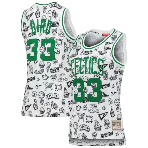 Cool Larry Bird Boston Celtics Women's 1985 Doodle Swingman Jersey White
