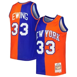 Cool Patrick Ewing New York Knicks Hardwood Classics 1991/92 Split Swingman Jersey Blue/Orange