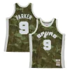 Cool Tony Parker San Antonio Spurs Hardwood Classics 2000/01 Ghost Green Swingman Jersey Camo