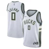 Fantastic Damian Lillard Milwaukee Bucks Nike Youth Swingman Jersey Association Edition White
