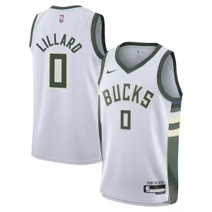 Fantastic Damian Lillard Milwaukee Bucks Nike Youth Swingman Jersey Association Edition White
