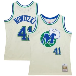 Fantastic Dirk Nowitzki Dallas Mavericks Chainstitch Swingman Jersey Cream