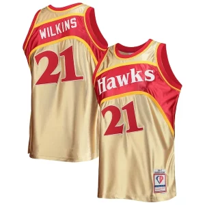Fantastic Dominique Wilkins Atlanta Hawks 75th Anniversary 1986/87 Hardwood Classics Swingman Jersey Gold