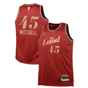 Fantastic Donovan Mitchell Cleveland Cavaliers Nike Youth Swingman Replica Jersey City Edition Wine
