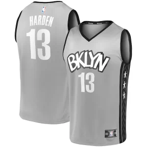 Fantastic James Harden Brooklyn Nets Fast Break Replica Jersey Charcoal Statement Edition/White