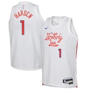Fantastic James Harden Philadelphia 76ers Nike Youth 2022/23 Swingman Jersey City Edition White