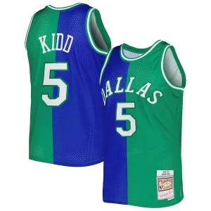 Fantastic Jason Kidd Dallas Mavericks Hardwood Classics 1994/95 Split Swingman Jersey Blue/Green