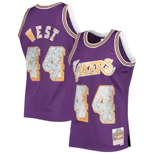 Fantastic Jerry West Los Angeles Lakers 1971/72 Hardwood Classics NBA 75th Anniversary Diamond Swingman Jersey Purple