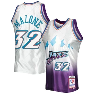 Fantastic Karl Malone Utah Jazz 1996/97 Hardwood Classics 75th Anniversary Swingman Jersey Platinum