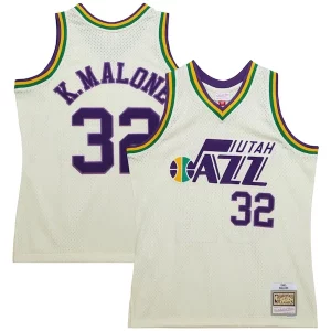 Fantastic Karl Malone Utah Jazz Chainstitch Swingman Jersey Cream