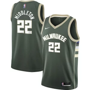 Fantastic Khris Middleton Milwaukee Bucks Nike Youth 2021/22 Swingman Jersey Icon Edition Hunter Green