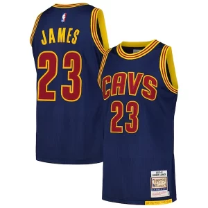 Fantastic LeBron James Cleveland Cavaliers 2015/16 Hardwood Classics Authentic Jersey Navy