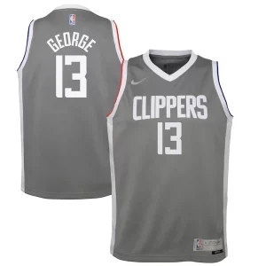 Fantastic Paul George LA Clippers Nike Youth 2020/21 Swingman Player Jersey Gray Earned Edition