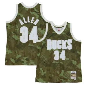 Fantastic Ray Allen Milwaukee Bucks Hardwood Classics 2000/01 Ghost Green Swingman Jersey Camo